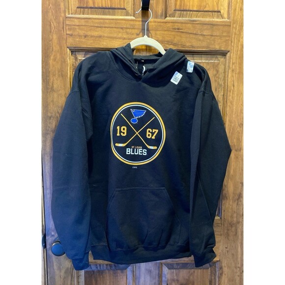 NHL NEW BLUES Hockey Hoodie Mens Sz Medium  Black (see NHL Official Sticker) NWT - Picture 2 of 10